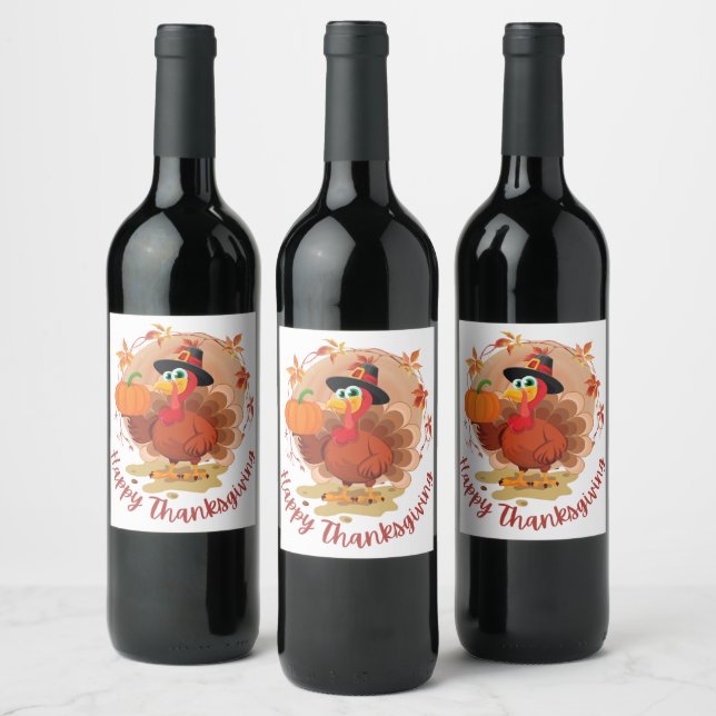 Glad typografi för Thanksgiving vinetikett Vinflaska Etikett (Flaskor)