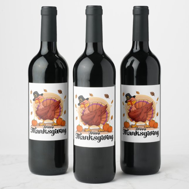 Glad typografi för Thanksgiving vinetikett Vinflaska Etikett (Flaskor)