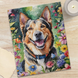 Glad tysk schäferporträtt akvarell djur pussel