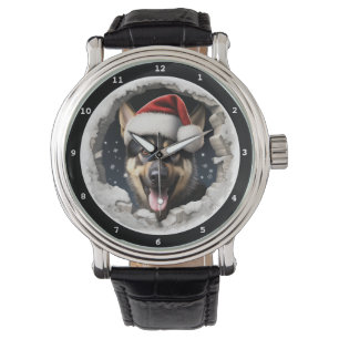 Glad tysk schäfervalp Vinterledighet Armbandsur
