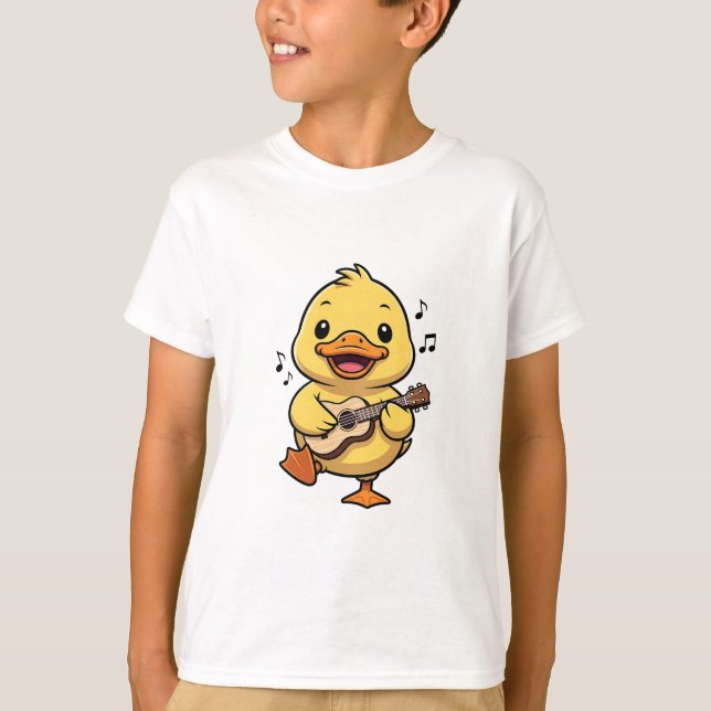 Glad ukulele-spelande ankunge för barn t shirt (Framsida)