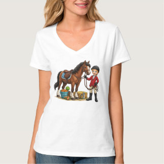 Glad ung ryttare med vacker häst serie t-shirt