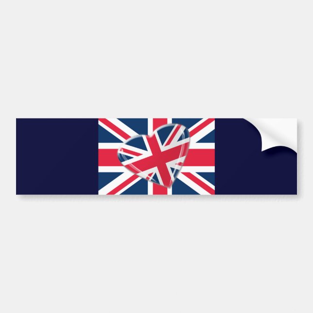 Glad Union Jack-flagga med hjärta konst Bildekal (Framsidan)