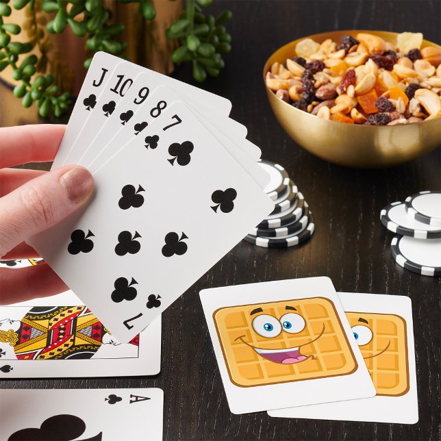 Glad våffel Kawaii Leende Frukostmat Casinokort (Skapare uppladdad)