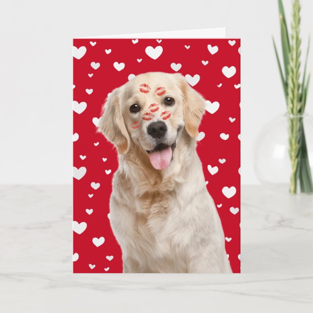 Glad valentin Golden Retriever Kort (Framsida)