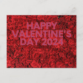 Glad valentindag 2024 röd ros-vykort vykort