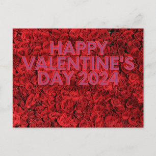 Glad valentindag 2024 röd ros-vykort vykort