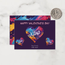 Glad Valentindag kort-färgad hjärt-XOXO-