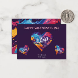 Glad Valentindag kort-färgad hjärt-XOXO- Anteckningskort