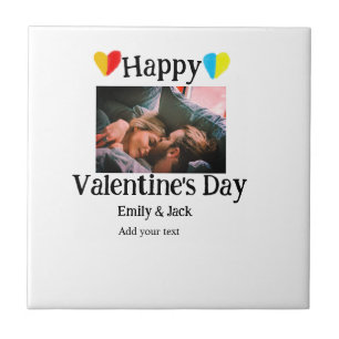 Glad valentindag, lägg till ett par namn-foto enke kakelplatta