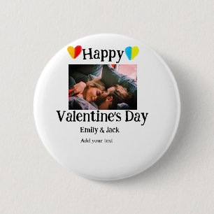 Glad valentindag, lägg till ett par namn-foto enke knapp