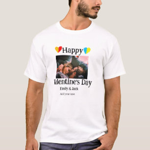 Glad valentindag, lägg till ett par namn-foto enke t shirt