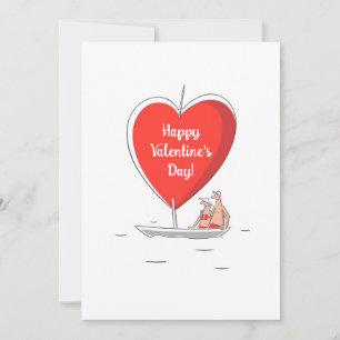 Glad Valentindag Red Heart Sailboat Älskare Julkort