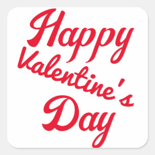 Glad Valentindag Red Typography Fyrkantigt Klistermärke