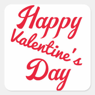 Glad Valentindag Red Typography Fyrkantigt Klistermärke