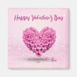 Glad Valentindag-Rosa Loely Hyacint Heart Magnet