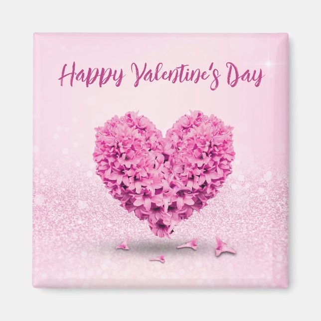 Glad Valentindag-Rosa Loely Hyacint Heart Magnet (Framsidan)