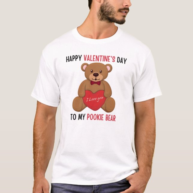 Glad valentindag till min balbjörn, söt björn t shirt (Framsida)