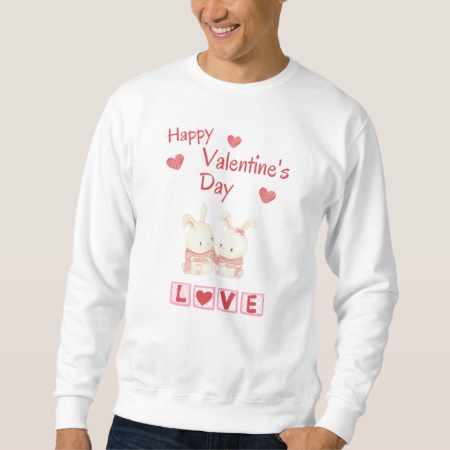 glad valentindag valentinbunnies lång ärmad tröja (Framsida)