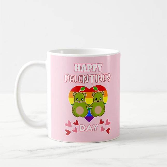 GLAD VALENTINDAGEN Söt Päron Björn Par HBTQ Kaffemugg (Vänster)