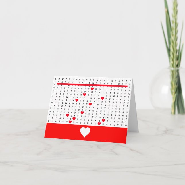 Glad valentine-ord söknings pusselkort 2 helgkort (Framsida)