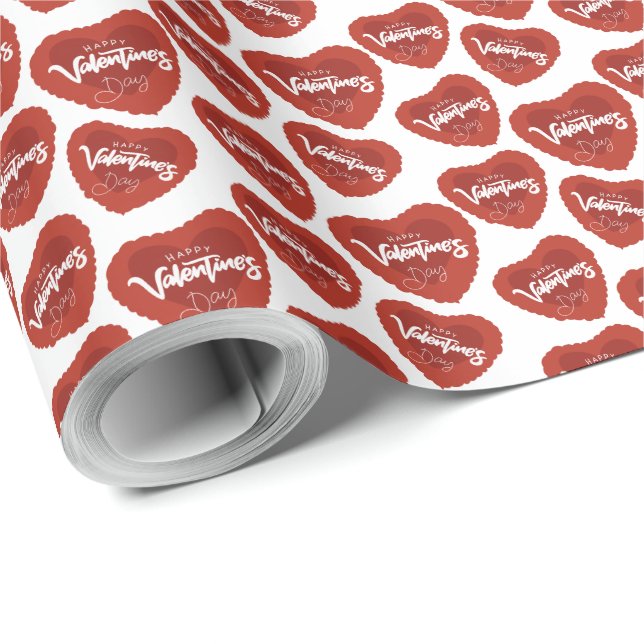 Glad valentinehjärta på vitt presentpapper (Rulle Hörn)