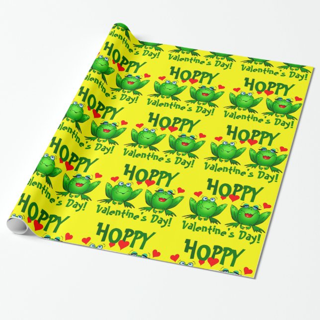 Glad valentinpresent Cartoon grodor presentpapper (Utrullad)