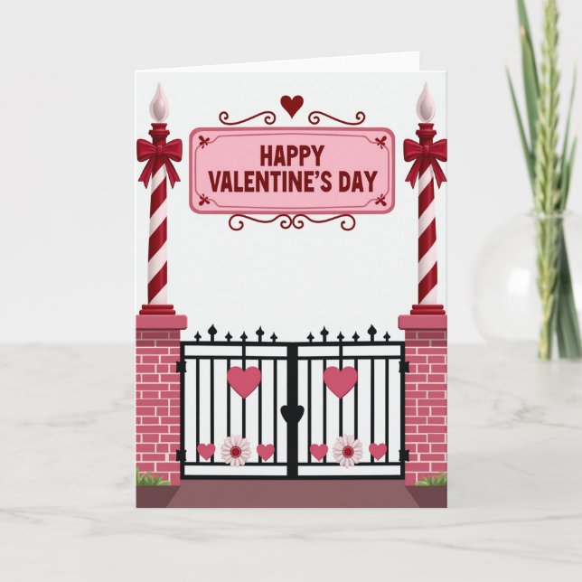 Glad valentinröstat grindkort kort (Framsida)