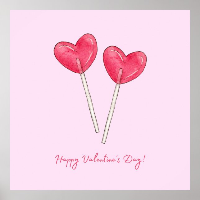 Glad valentins dag Söt godis hjärtlollipop Poster (Framsidan)