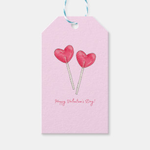 Glad valentins dag Söt godis hjärtlollipop Presentetikett