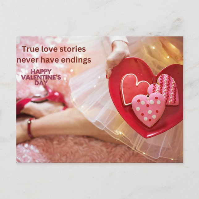 Glad valentins presentkort för henne helg vykort (Framsida)