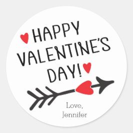 GLAD VALENTINSDAG Cute Red Heart Arrow Modern Runt Klistermärke