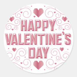 GLAD VALENTINSDAG / Hjärtdekaler Runt Klistermärke