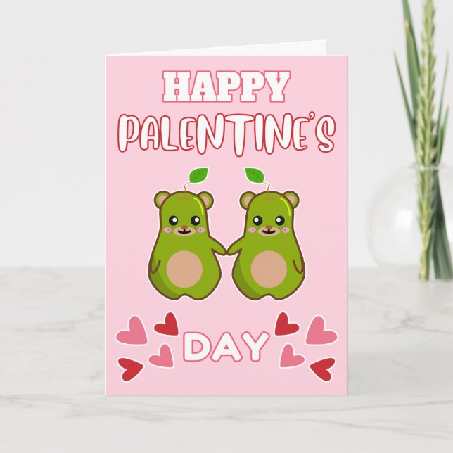 GLAD VALENTINSDAG Söt päronbjörnpar Helgkort (Framsida)
