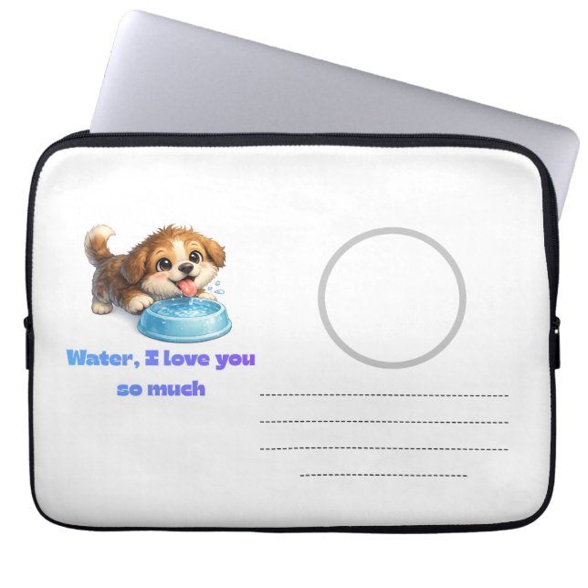 Glad Valp Hydreringsdesign Laptop Fodral (Framsidan)