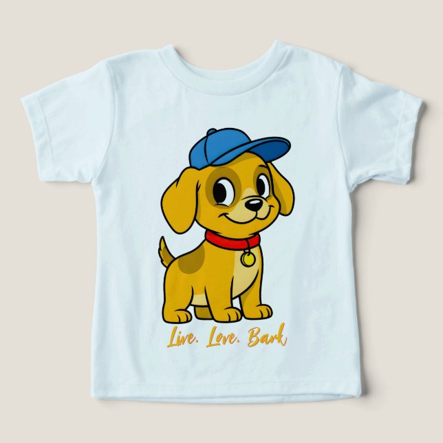 Glad Valp i Blå Hatt T Shirt (Design Framsida)