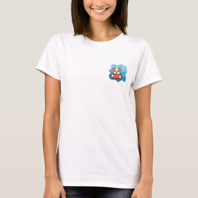 Glad valp i livbåt t shirt (Framsida)