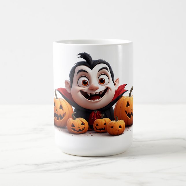 Glad vampyrpojke med halloweenpumpor 🎃 kaffemugg (Center)