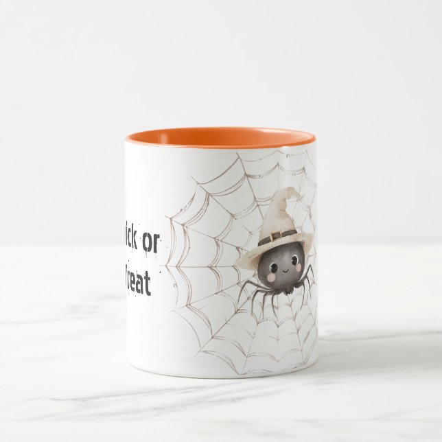 Glad Vänlig Spindel på Nät Halloween Mugg (Center)