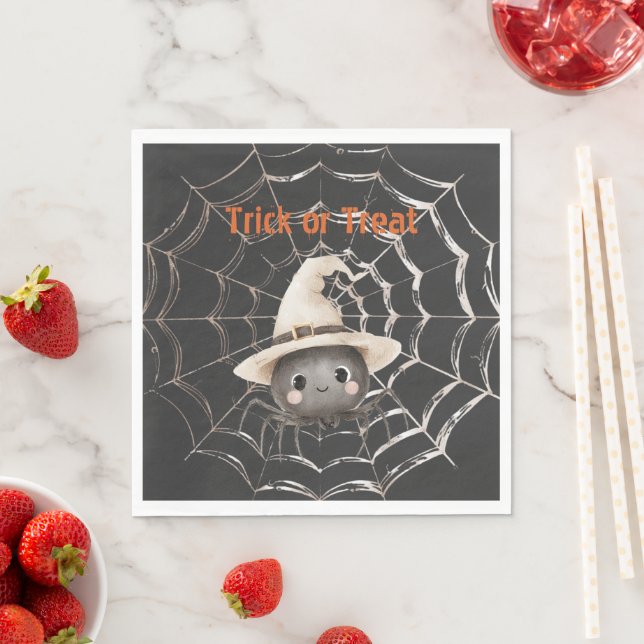 Glad Vänlig Spindel på Nät Halloween Pappersservett (Insitu)