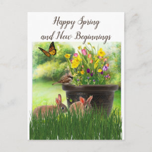 Glad vår / Påsk Collagekonst Blommor Vykort