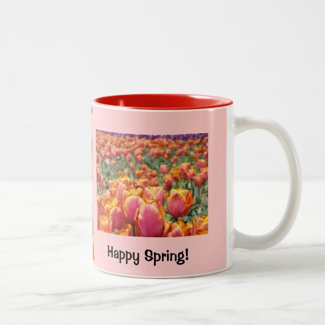 Glad Vår! Rosa Tulpan Kaffe Muggar Tulpaner (Höger)