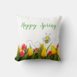 Glad vår Tulpan Blomma Semester Kudd Kudde