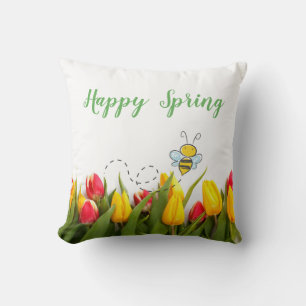 Glad vår Tulpan Blomma Semester Kudd Kudde