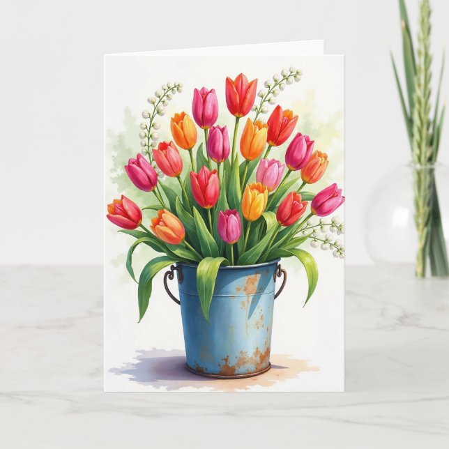 Glad vårblommig kort (Framsida)