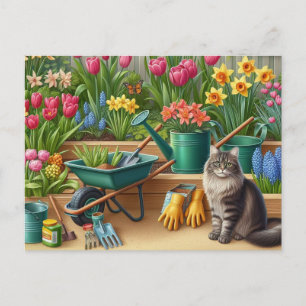 Glad vårblomsterträdgård vykort