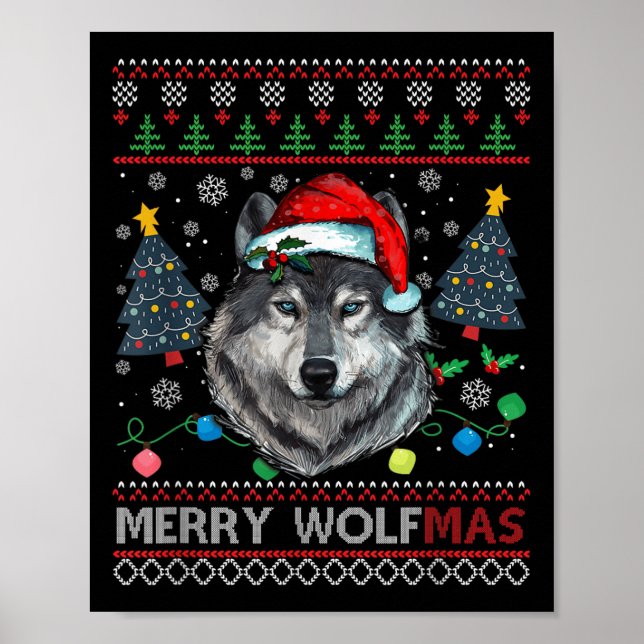 Glad Vargjul God Jul Varg Ful Jultröja Fu Poster (Framsidan)