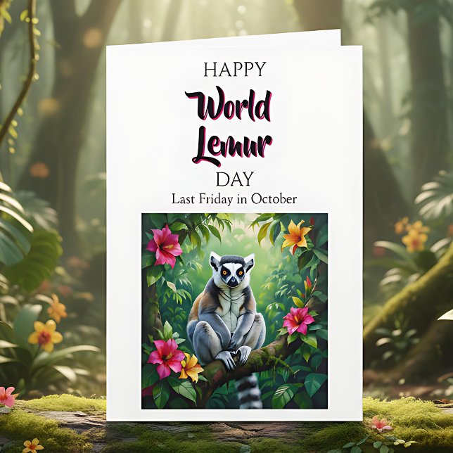 Glad världens lemurdagen | Sista fredagen i oktobe Kort (Skapare uppladdad)
