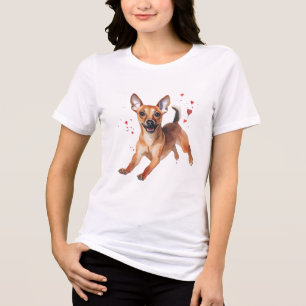 Glad Vattenfärg Chihuahua Mix Lekfull Valp Hund T Shirt