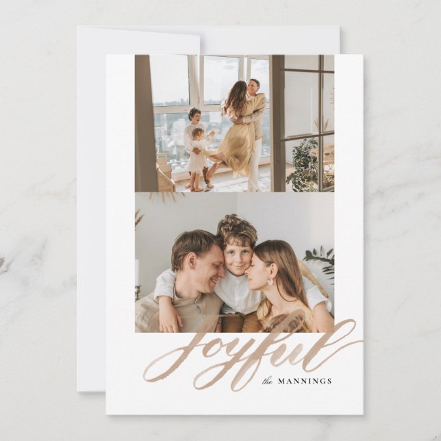 Glad Vattenfärg Pensel Bokstavsstil Platt Julkort (Framsida)